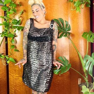 RUSSELL OF CALIFORNIA 60’s 60s Vintage Sequined Mini Shift Mod Cocktail Dress M